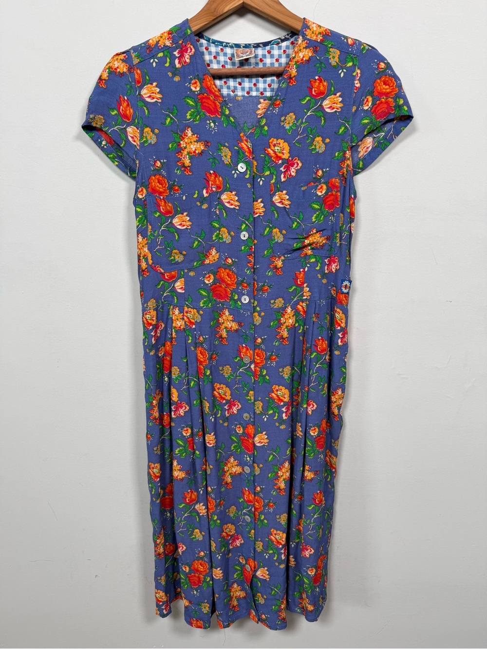 Oilily Vintage 90s Cottagecore Floral Viscose Cap Sleeve Midi Dress SK S